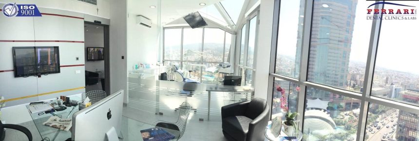 Inside Smile Infinity® Medical Center in Beirut: treatment floor with panoramic city view, ISO 9001 certified since 1999